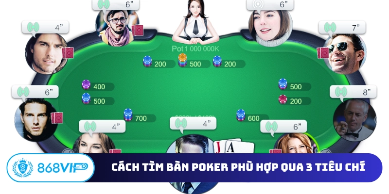 Cách tìm bàn Poker phù hợp qua 3 tiêu chí