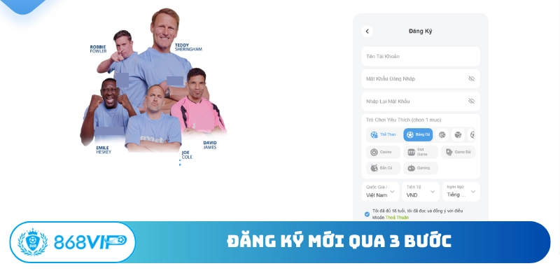 Đăng ký mới qua 3 bước