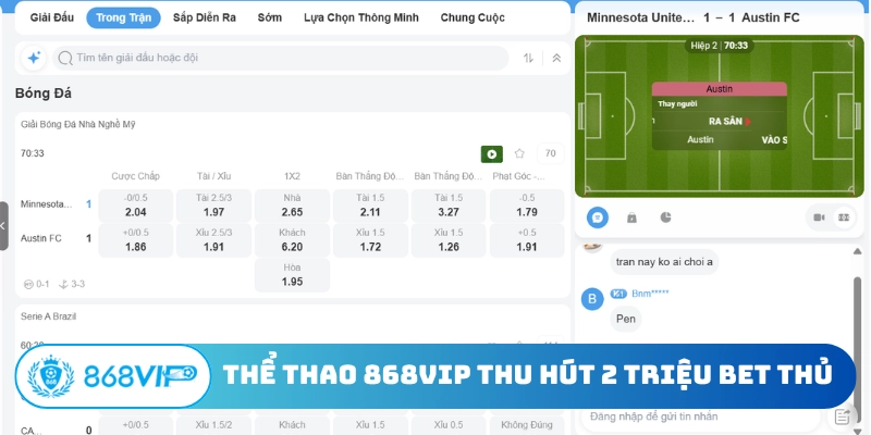 Thể thao 868Vip thu hút 2 triệu bet thủ