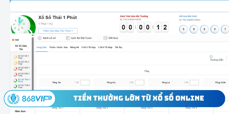 Tiền thưởng lớn từ xổ số online